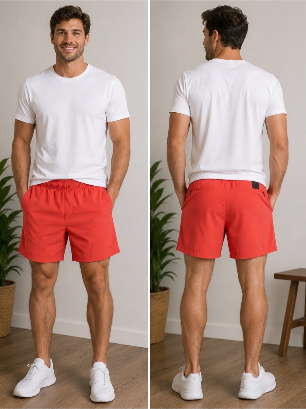 DSG Medium Men’s “Red Sun” (coral shade) Agility Athletic Shorts - Active 6”